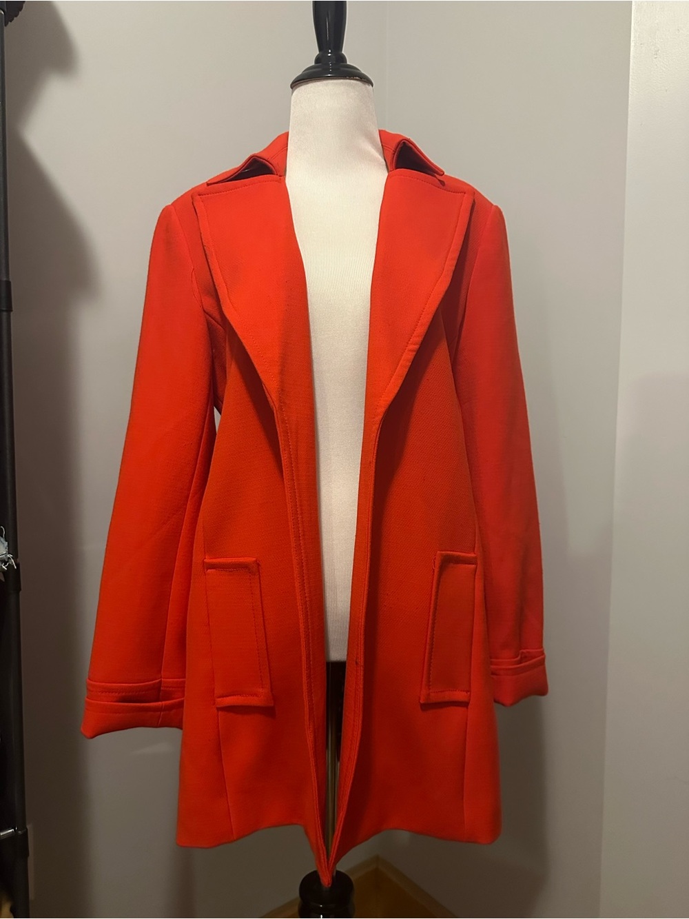 Catherine Malandrino Orange Red Longline Coat Jacket Size Small